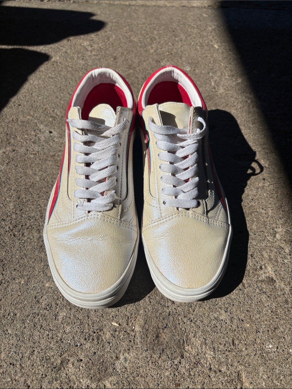 David Bowie Cream Leather Vans
